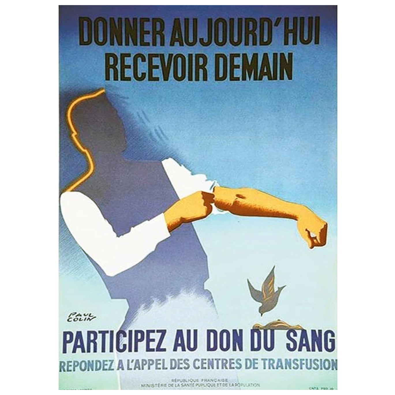 1950 Participez Au Don Au Sang Original Vintage Poster For Sale