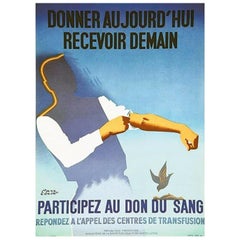 1950 Participez Au Don Au Sang Cartel Vintage Original