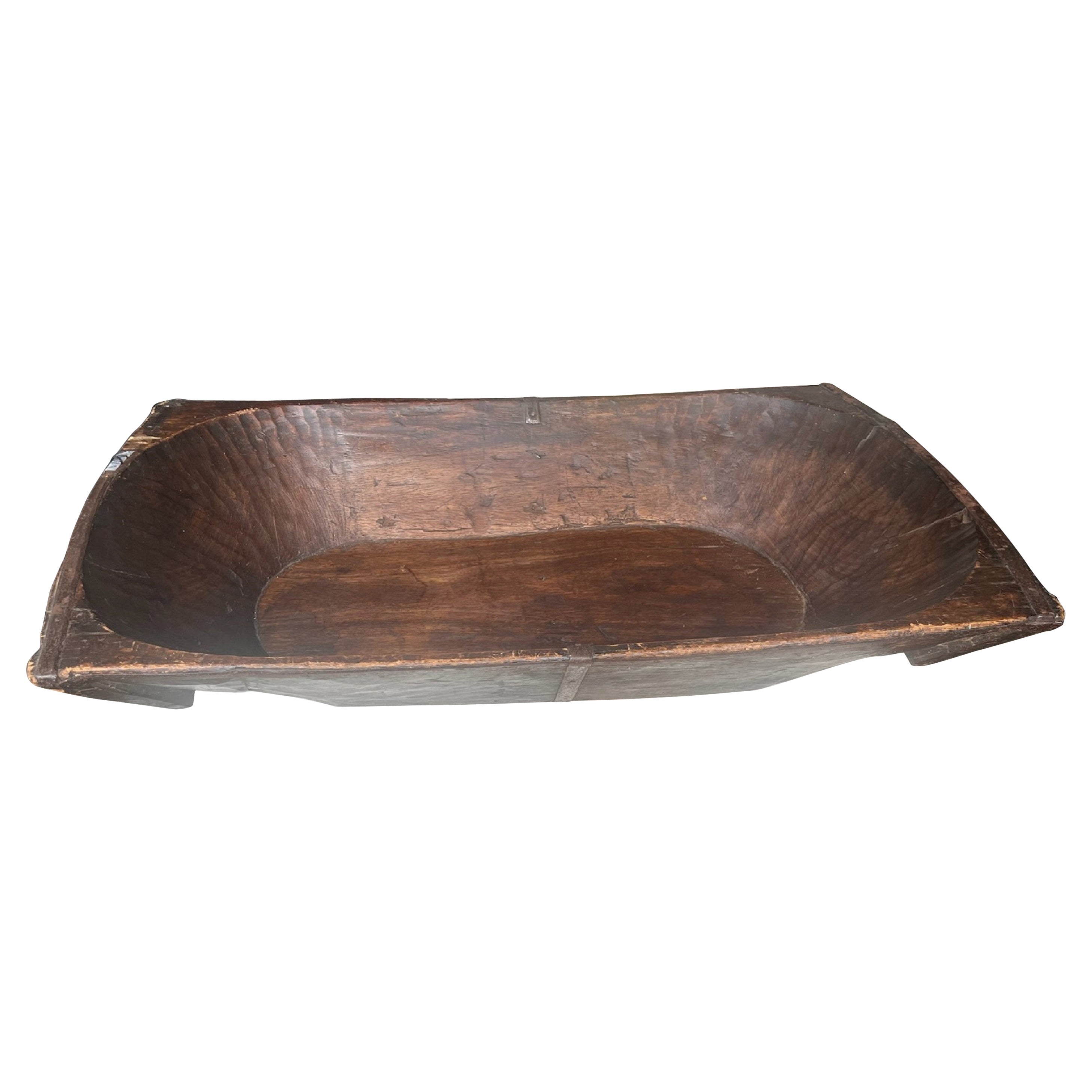 19Thc Large Hand Carved Trencher / Dough Bowl From N. E. For Sale