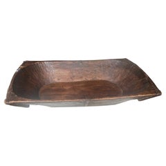 19Thc Large Hand Carved Trencher / Dough Bowl From N. E.