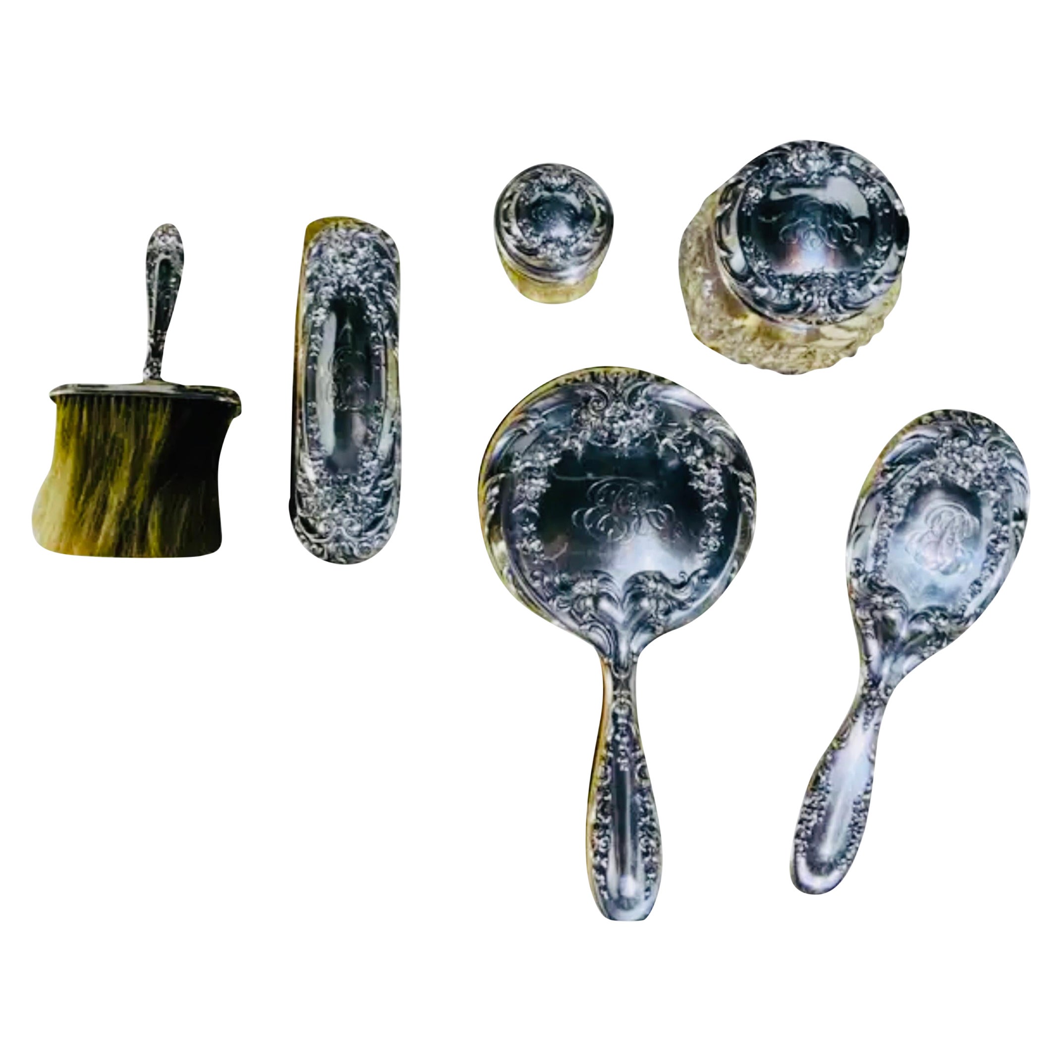 International Sterling Company Art Nouveau Vanity/Dresser Set For Sale