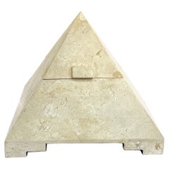 Modern Tessellated Stone Inlaid Pyramid Hinged Box  