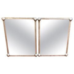 French Modern Silvered Metal Shell Motif Mirror, Second Mirror Available 