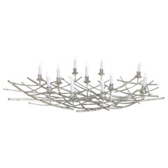 Retro 12 Light French Modern Kinetic Silvered Metal Candelabra Centerpiece  