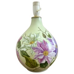Lampada da tavolo a fiore decorato in porcellana dipinta a mano, anni '60