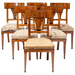 Set of six Biedermeier Dining Room Chairs, Walnut, Germany, circa 1820