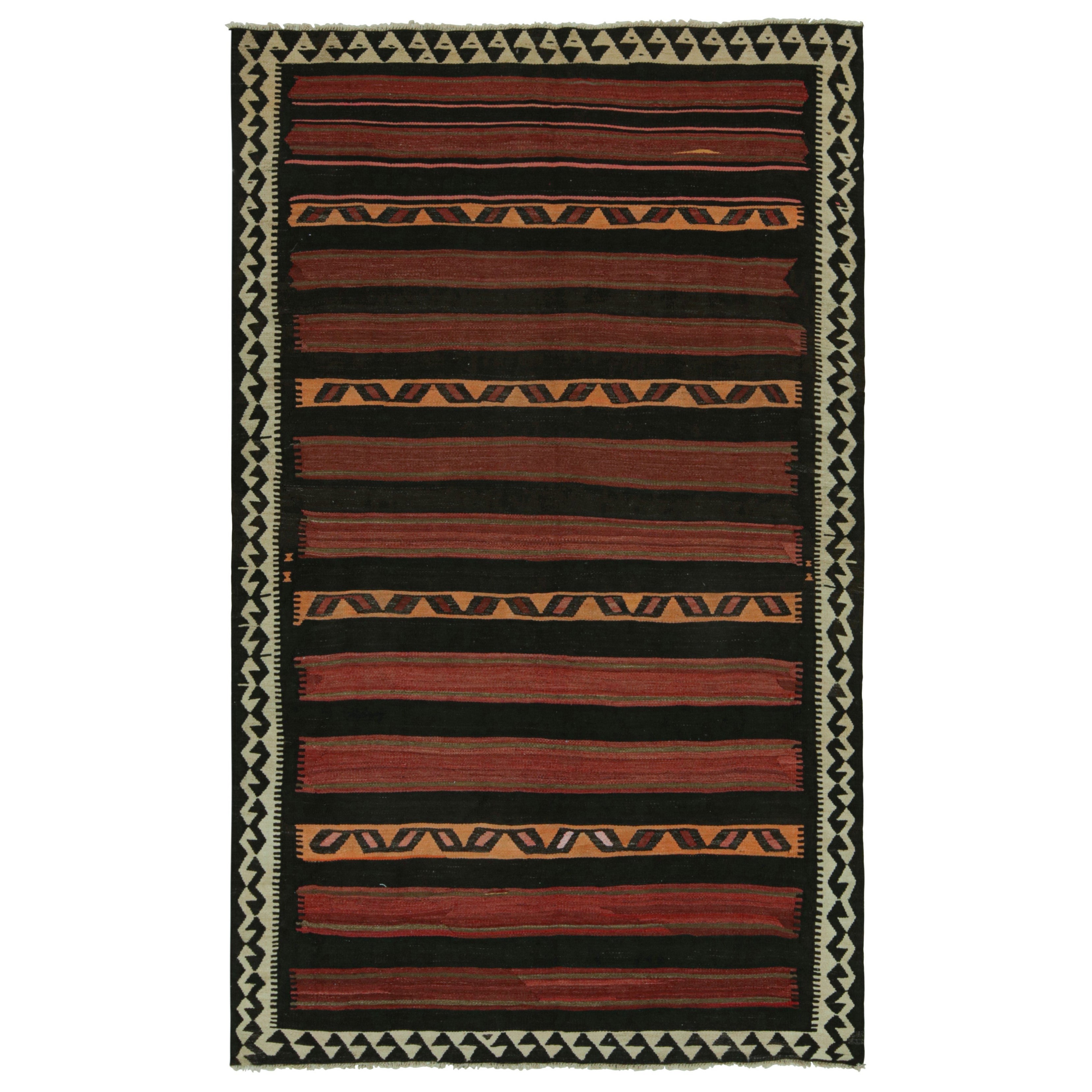 Afghanischer Stammeskunst-Kelim-Teppich im Vintage-Stil, mit reichhaltigen Streifen, von Rug & Kilim