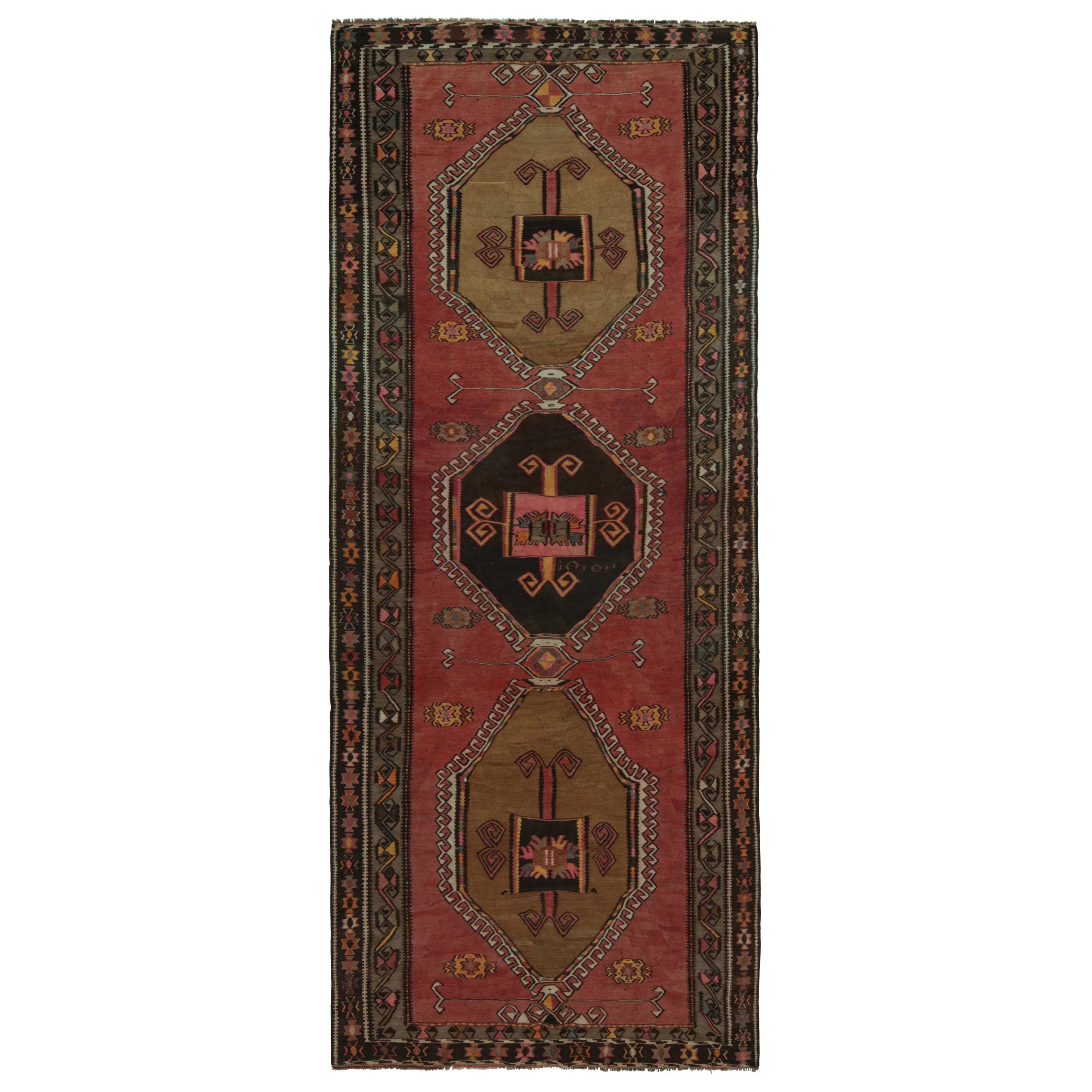 Vintage Afghani Tribal Kilim Gallery Runner Rug with Medallions from Rug & Kilim For Sale