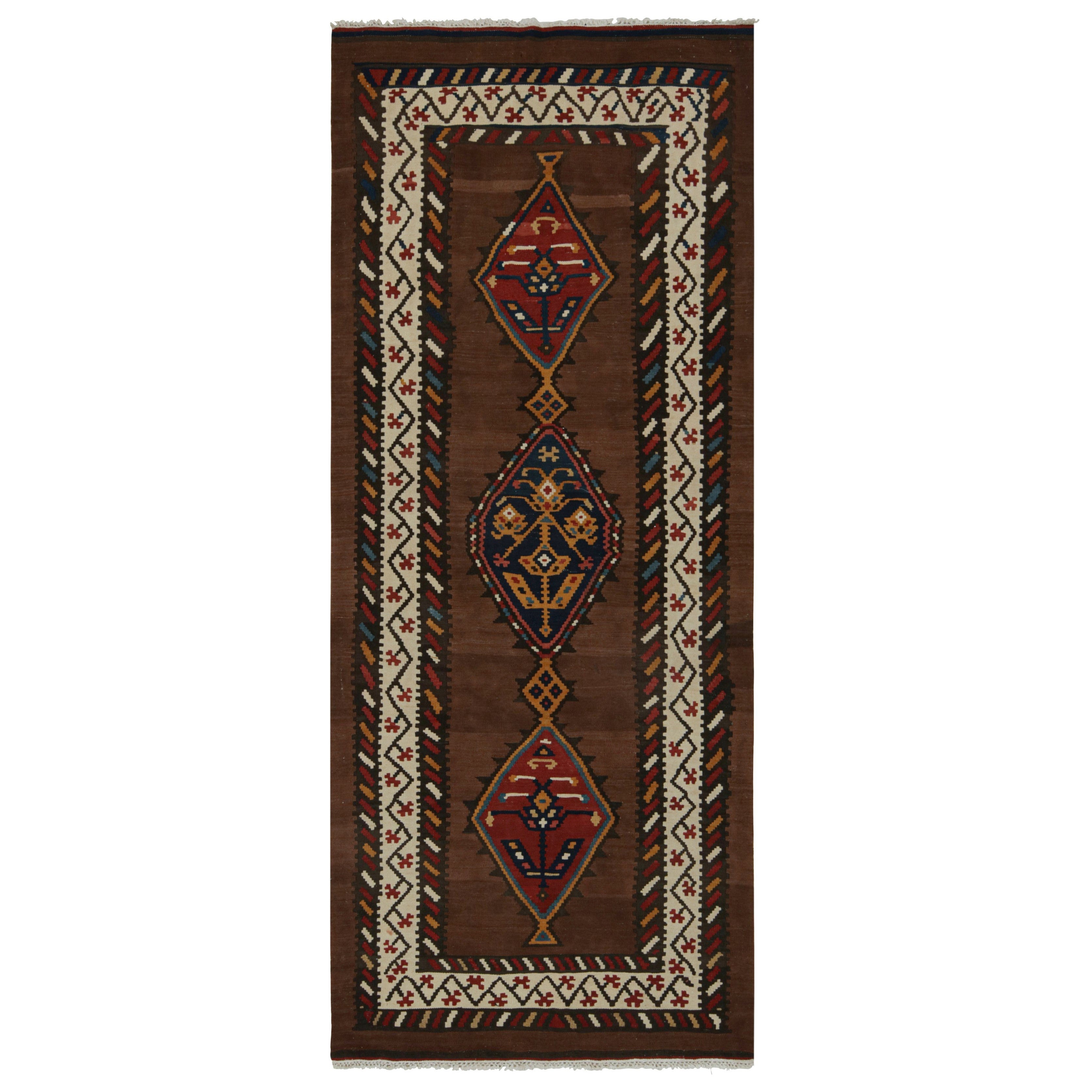 Vintage Persian tribal Kilim Runner rug with Medallions from Rug & Kilim For Sale