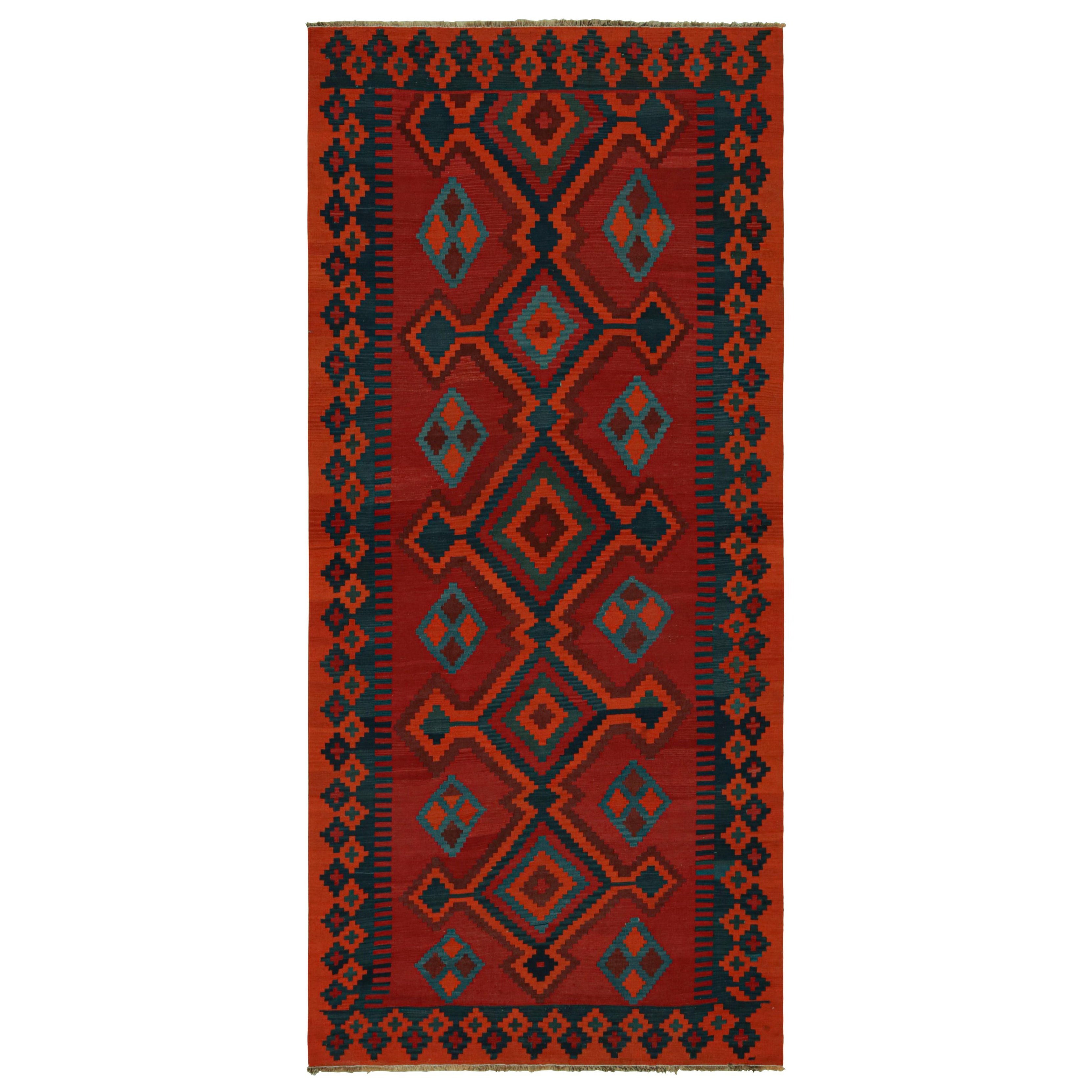 Vintage tribal Afghan Kilim Rug in Red, with Medallions, from Rug & Kilim For Sale