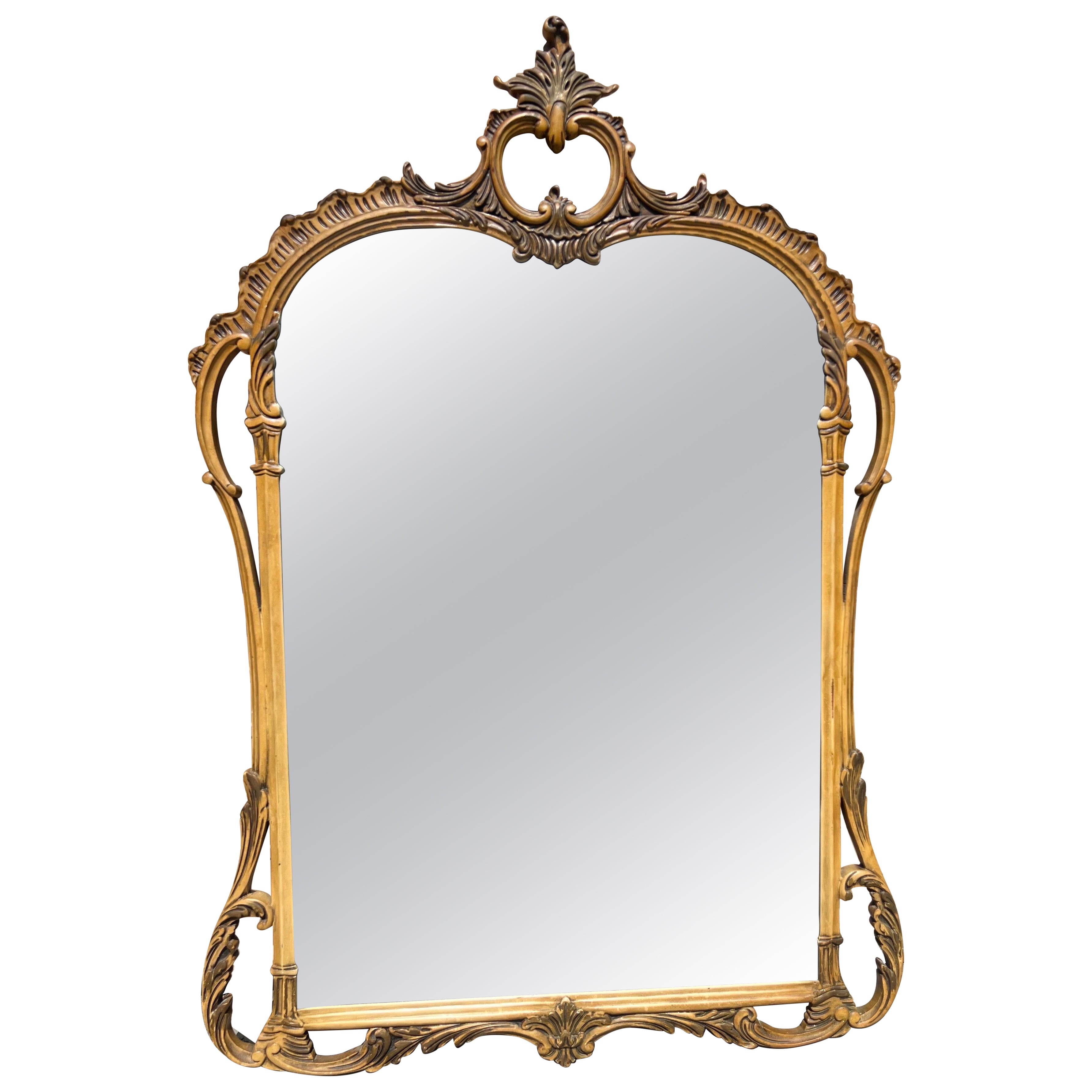 Mid-20th Century  Louis XVI Style Carved, Painted and Giltwood Ornate Mirror For Sale