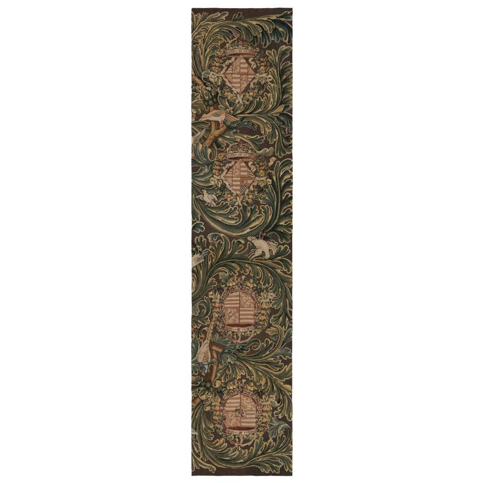 Rug and Kilim's Hand Knotted Tudor Style Rug Beige Green Classic Floral ...