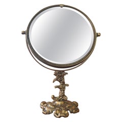Vintage Gold Mirror With Detailed Base. 