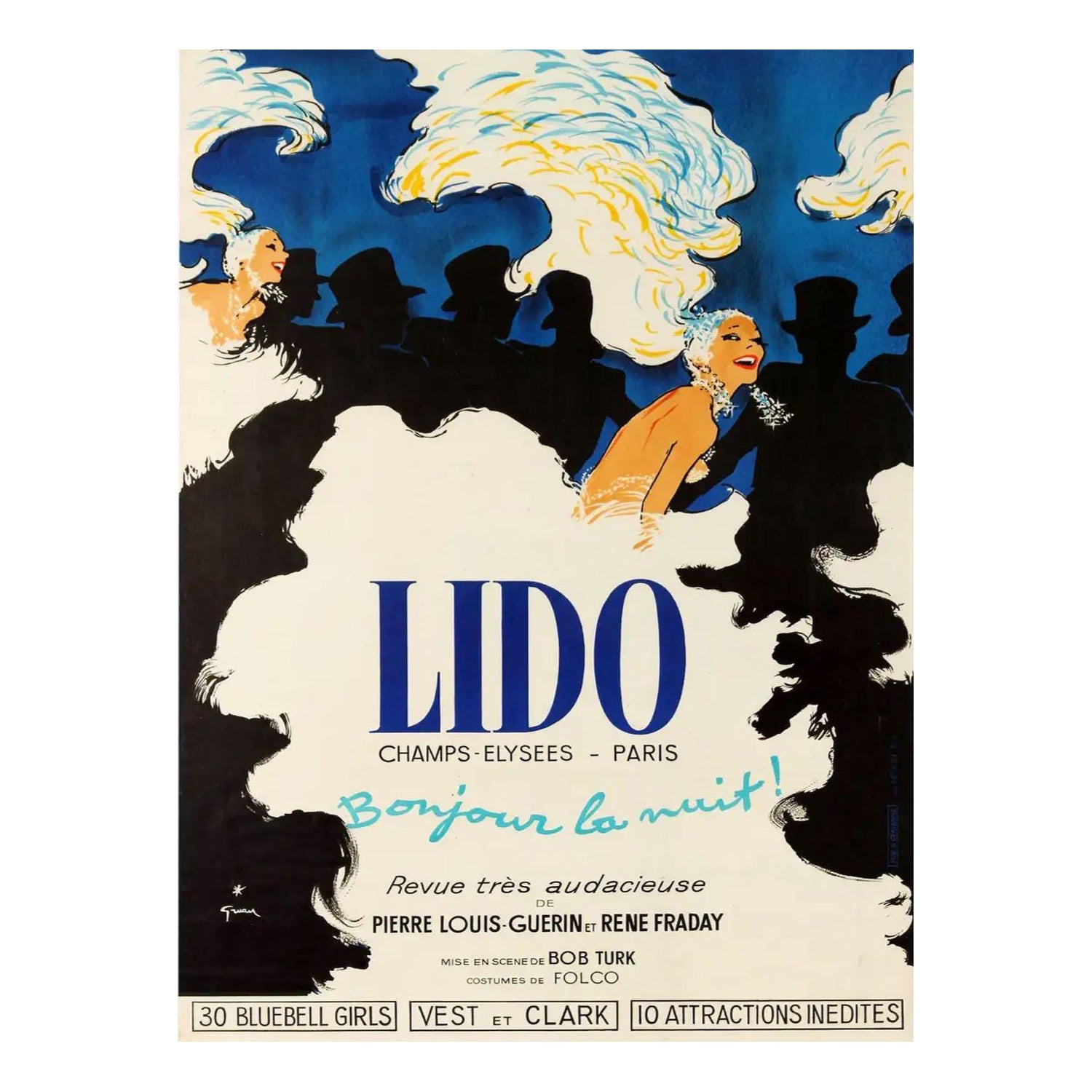 1973 Lido Bonjour La Nuit, Original-Vintage-Poster im Angebot