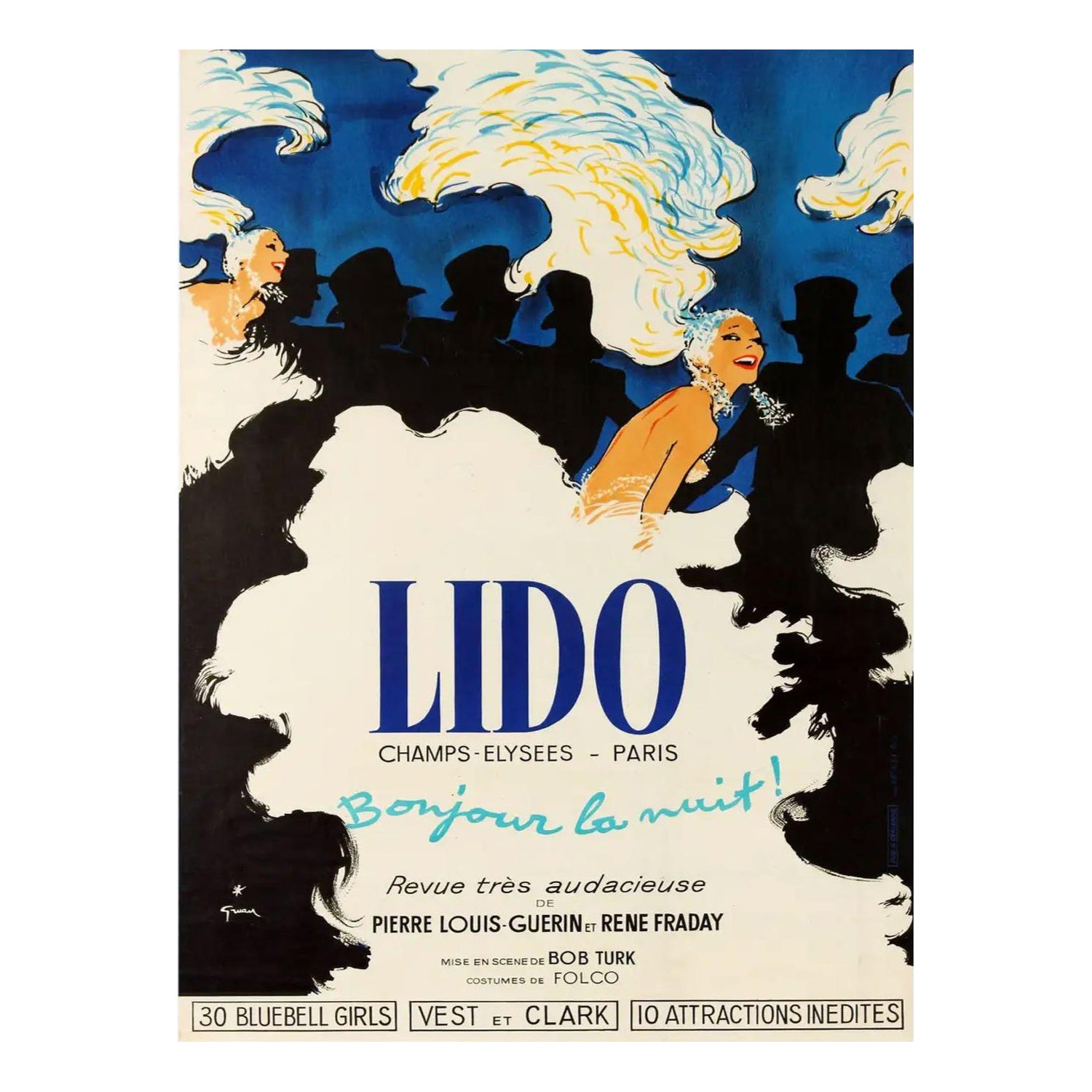 1973 Lido Bonjour La Nuit, Original-Vintage-Poster