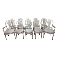Ten Maison Jansen Style Silverleaf 'Montgolfier' Hot-Air Balloon Dinning Chairs 