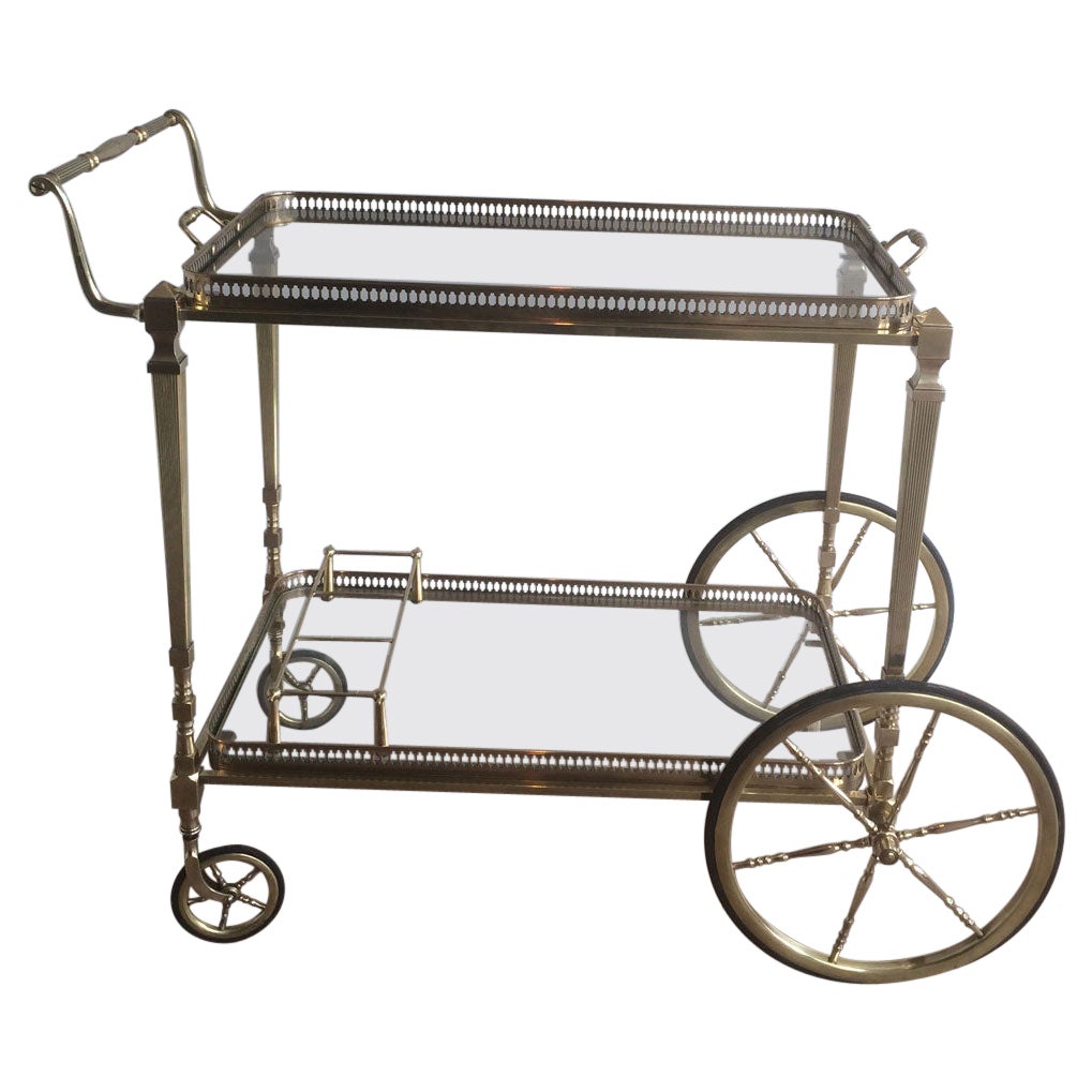 Neoclassical Style Brass Drinks Trolley with Removable Trays by Maison Jansen For Sale