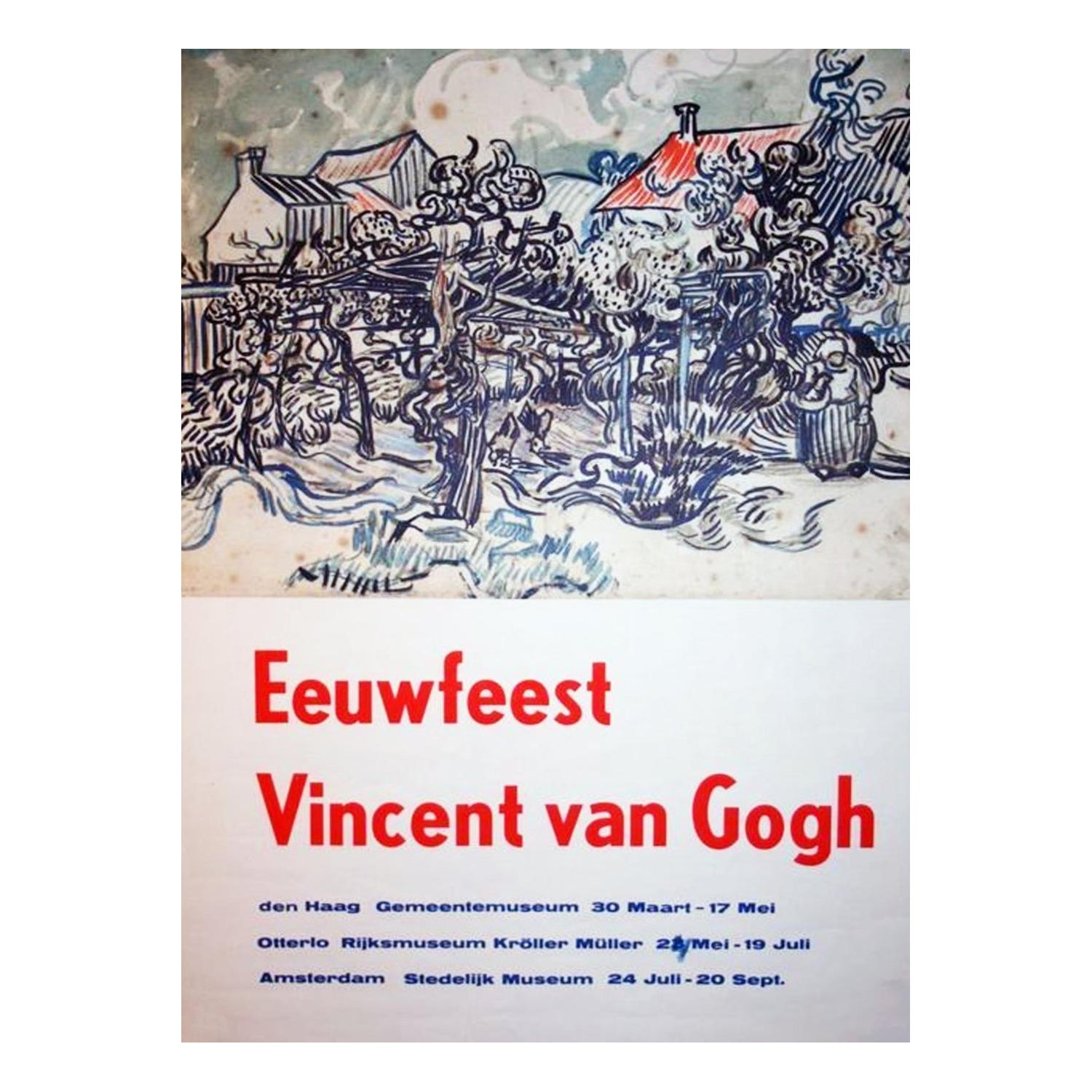 Affiche vintage d'origine Vincent Van Gogh - Amsterdam Eeuwfeest - 1951