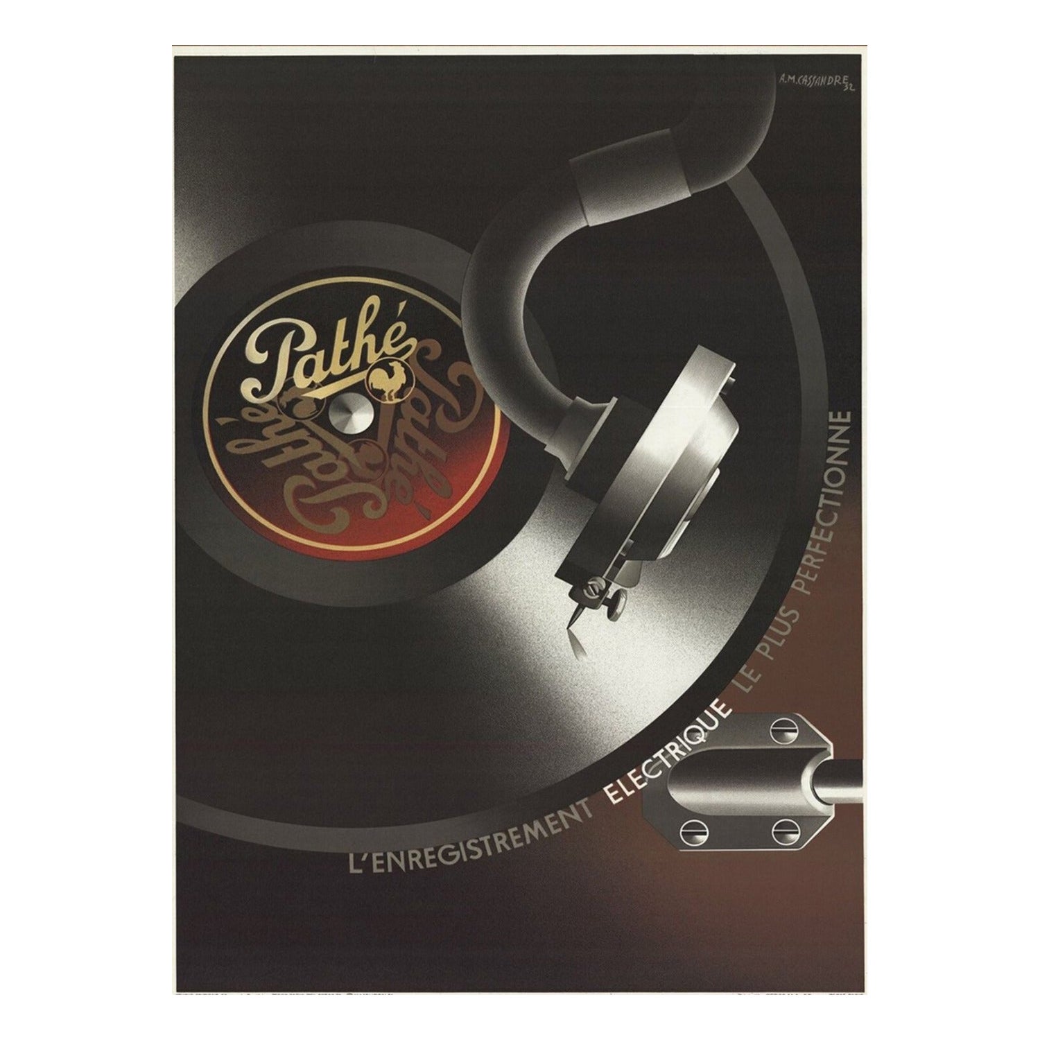 1981 Pathe Record Player Original Vintage Poster en vente