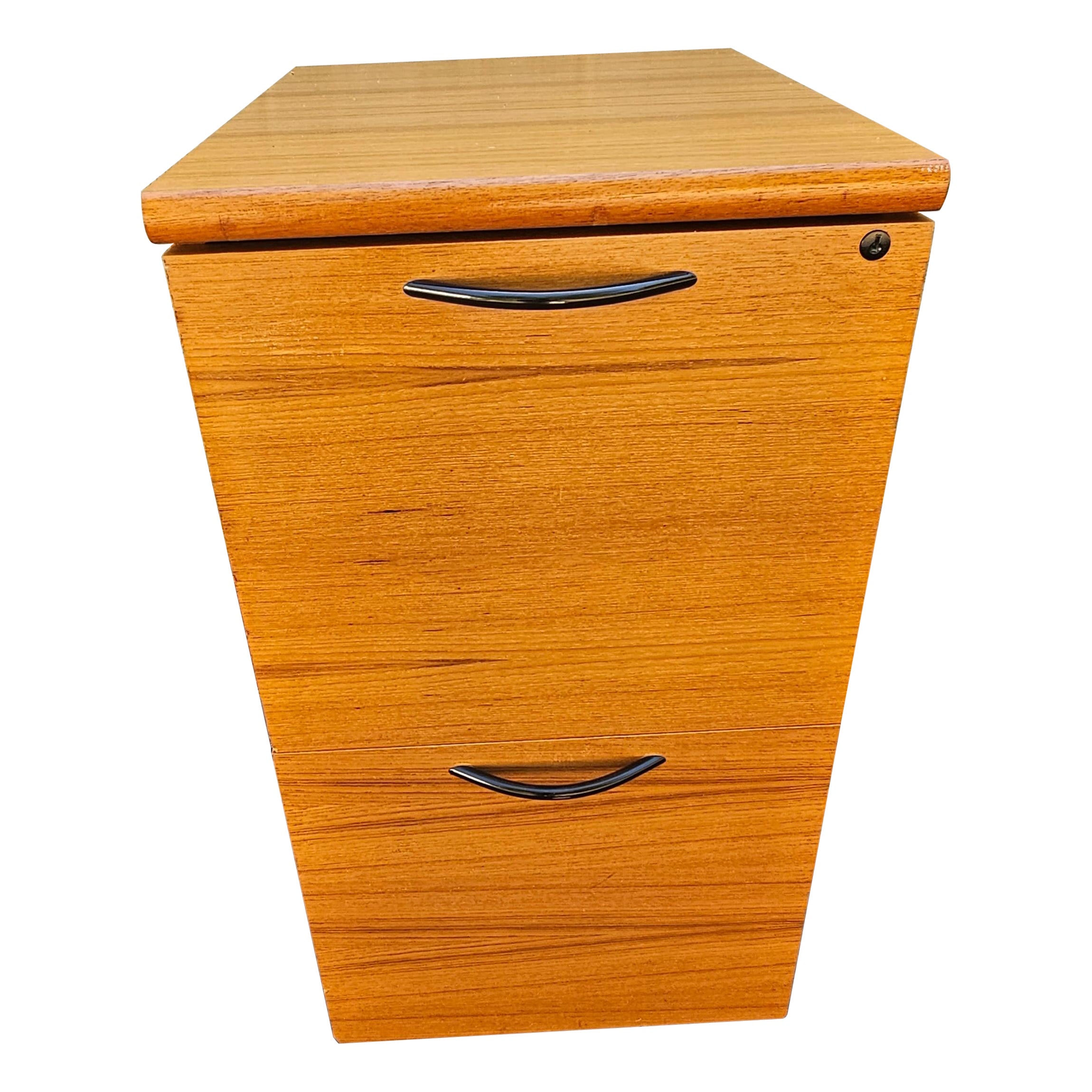 Late 20th Century Danish Modern Teak Two-Drawer Rolling Filing Cabinet