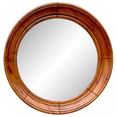 Vintage Boho Round Oak Mirror