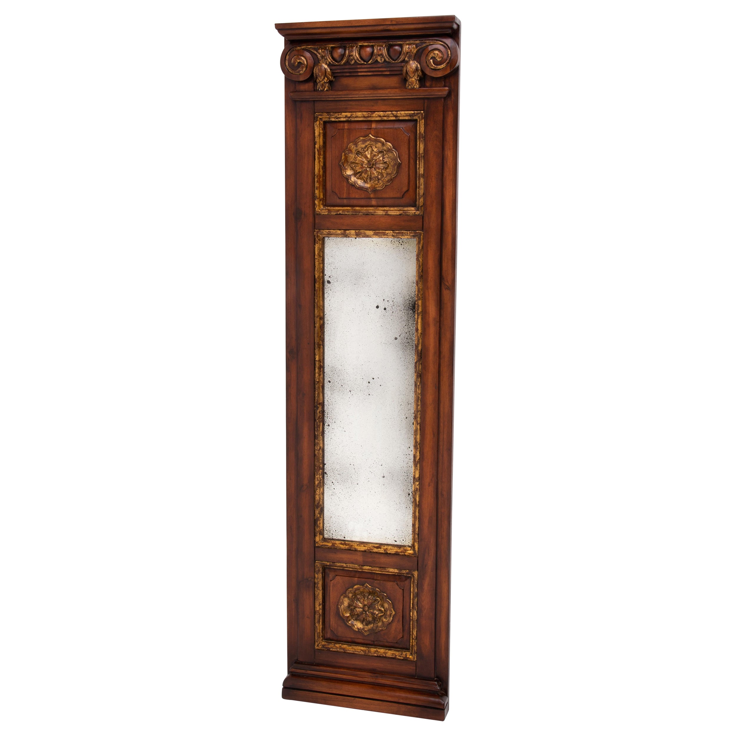 John-Richard Eglomisé Gilt Floor Hall Hanging Mirror For Sale