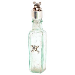 Victorian Silver and Glass Rare Poison Bottle