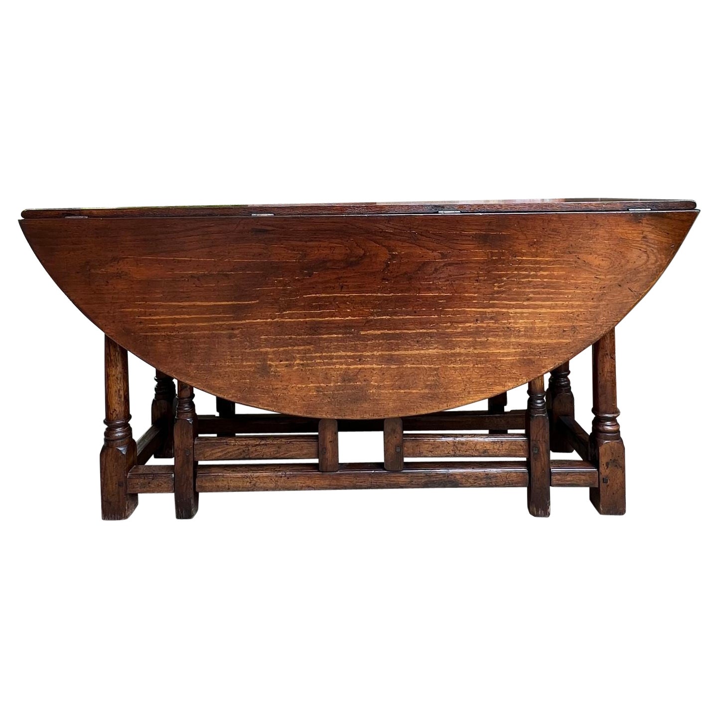 Antique French Hunt Wake Dining TABLE Oak Drop Leaf Gate Leg LARGE Sofa Table