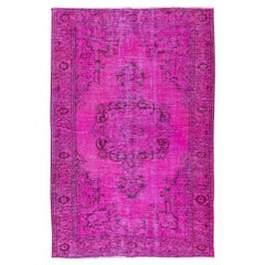 5x7.8 Ft Handmade Turkish Carpet, Fuchsia Pink Area Rug, Woolen Floor Covering