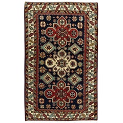 3.5x5.7 ft Vintage Hand Knotted Wool Accent Rug from Turkey, Circa 1970