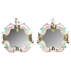 Pair of 19th Century Porcelain Mounted Sconces