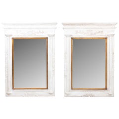 Pair of Large White and Gold Architectural Mirrors
