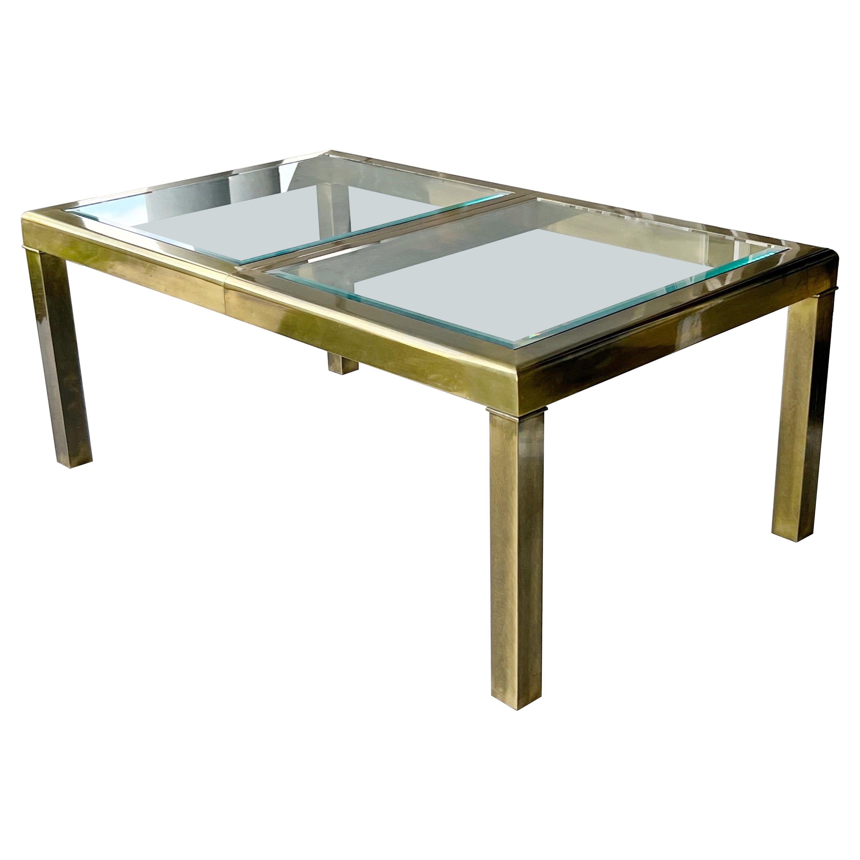 Mastercraft Brass Expandable Classic Dining Table with Leaf For Sale