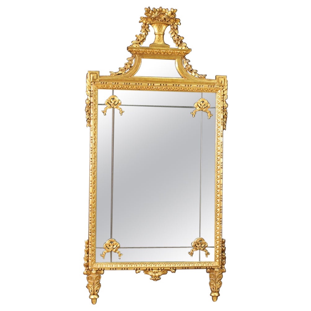20th Century Gold Wood Italian Louis XVI Style Mirror, 1960