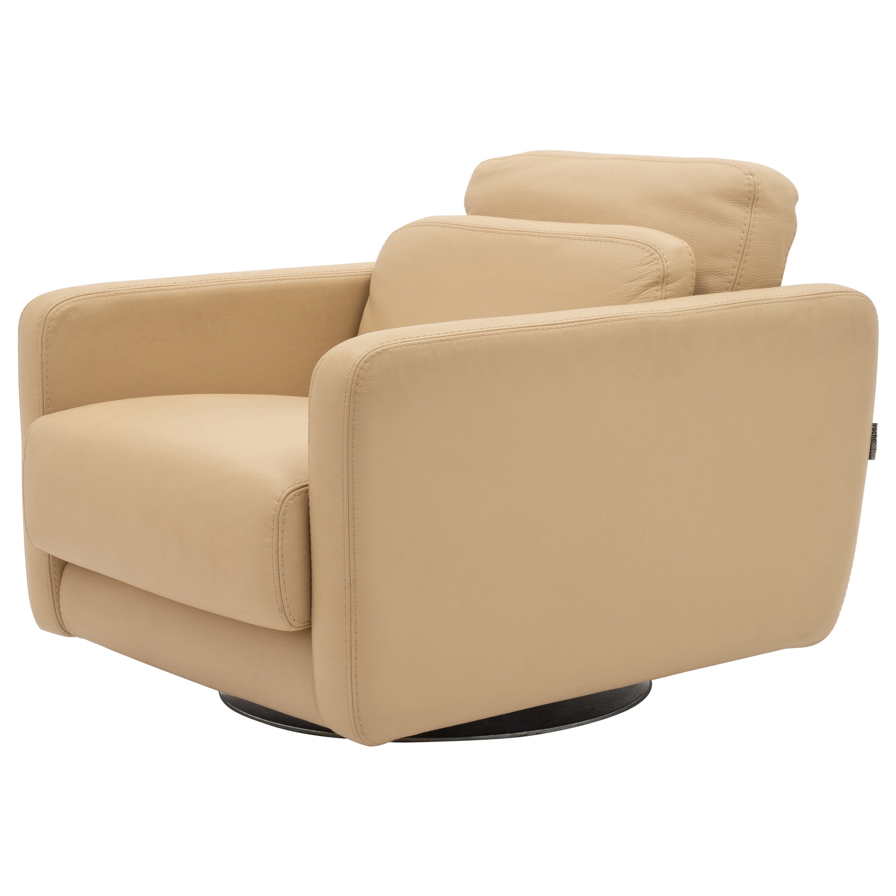 Roche Bobois Leather Swivel Club Lounge Chair Post Modern