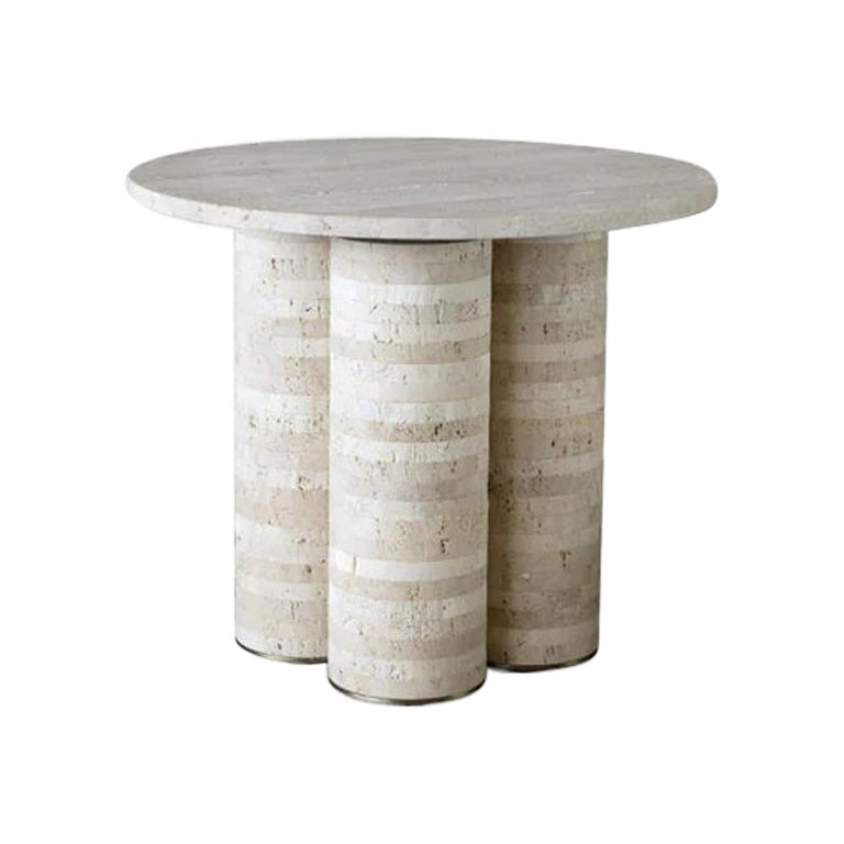 Travertine Navona Tall Trilith Side Table by Atra Design For Sale