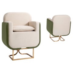 Up Green Brass &Fux Leather Chair