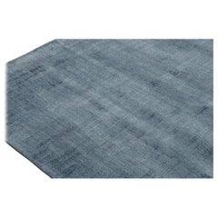 Rug & Kilim’s Modern Rug in Solid Blue Tone-on-tone Striae