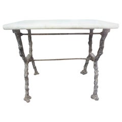 Rare 19th Century French Iron Garden Table With Marble Top By Arras