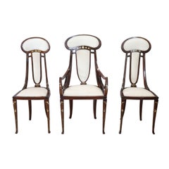 Spectacular Italian Art Nouveau Set of Armchair and 2 Chiars by Carlo Zen 1902s