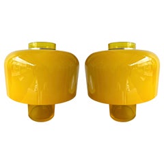 Pair of Yellow Murano Glass Lamps design Carlo Nason. Italy