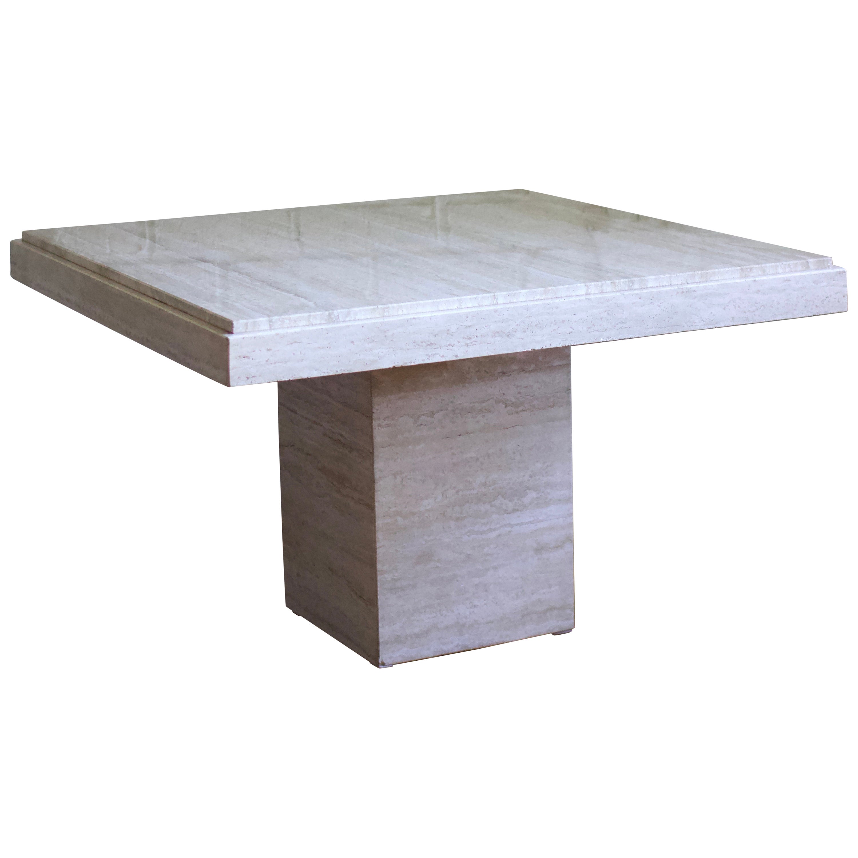 1980s Square Travertine Coffee Table, Made in Italy