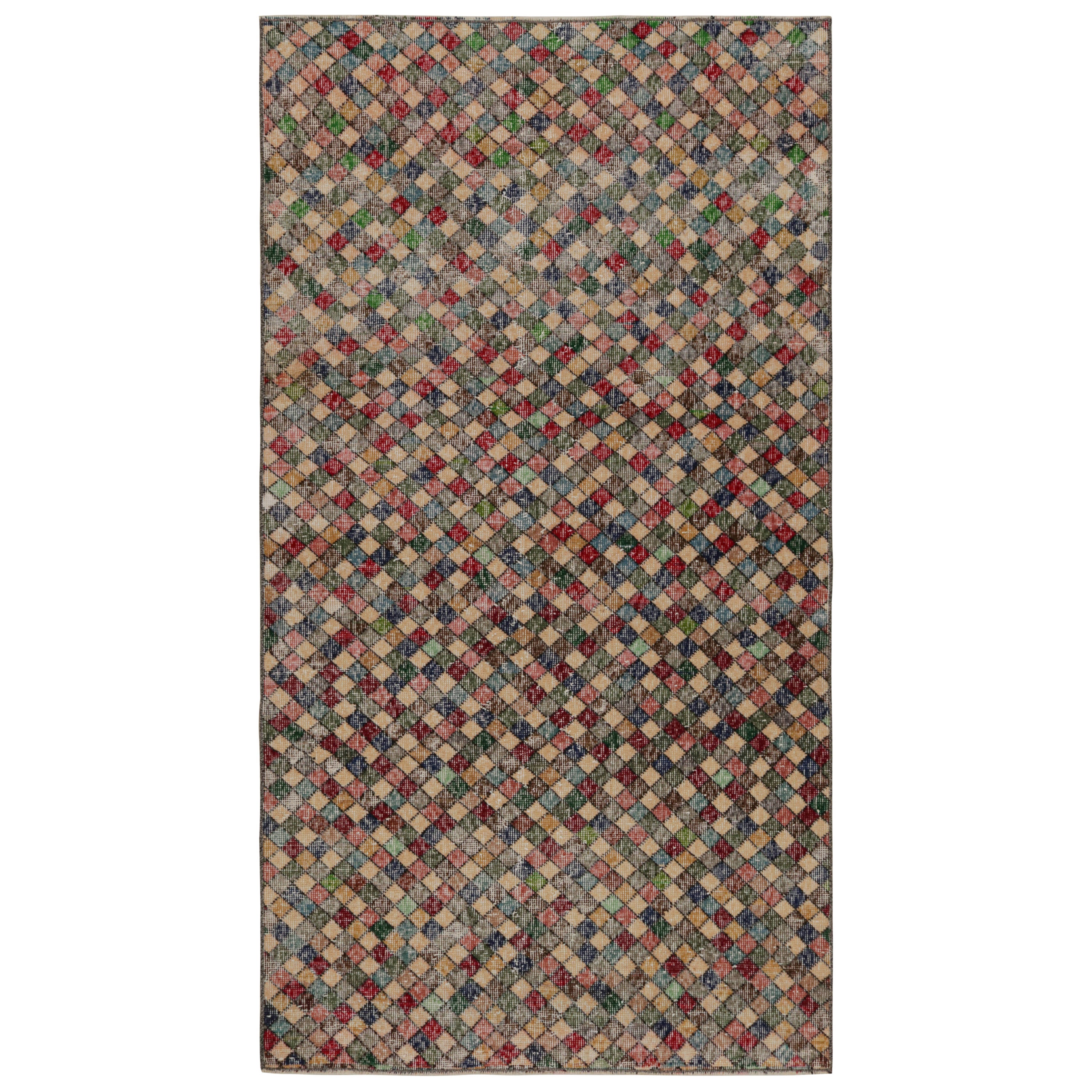 Vintage Zeki Müren Art Deco Läufer Teppich mit geometrischen Mustern, von Rug & Kilim im Angebot