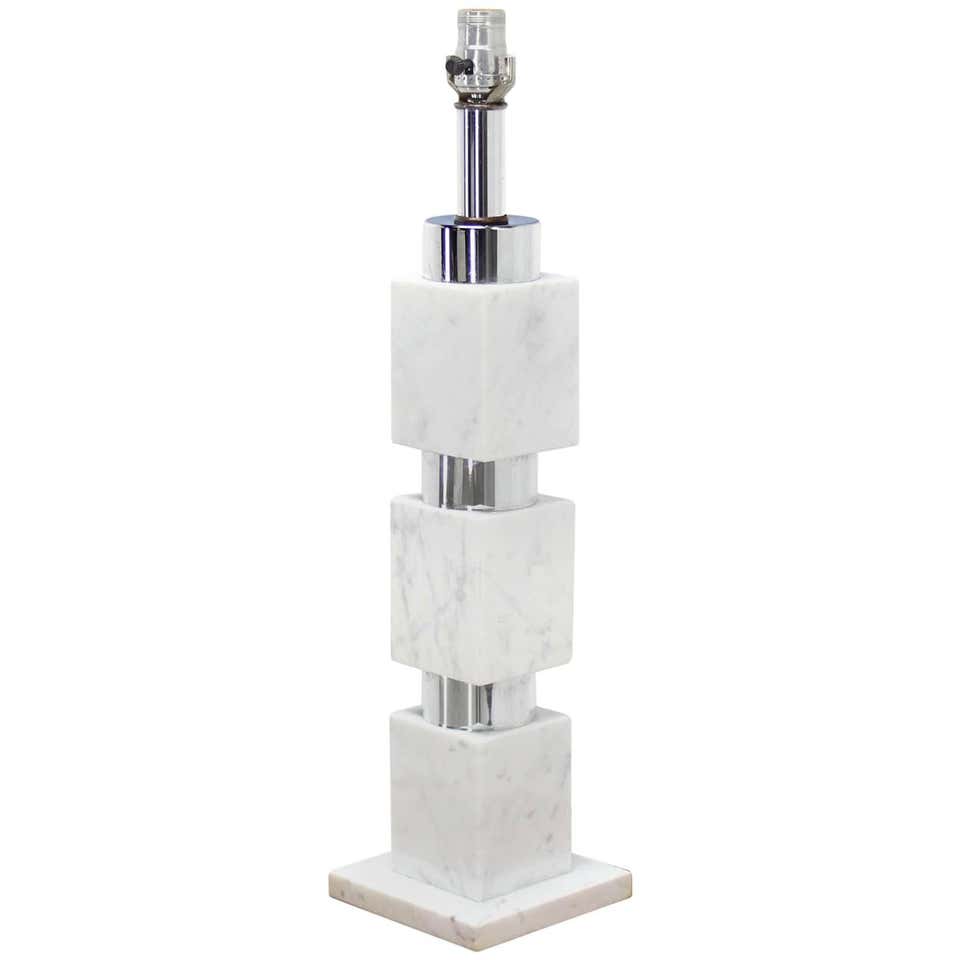 Marble Cube Base Chrome Table Lamp Arco For Sale at 1stDibs | marble ...