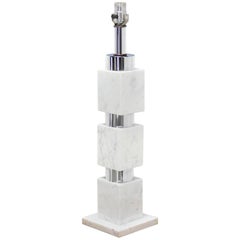 Vintage Chrome and Marble Stacked Blocks Table Lamp.