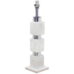 Chrome and Marble Stacked Blocks Table Lamp.