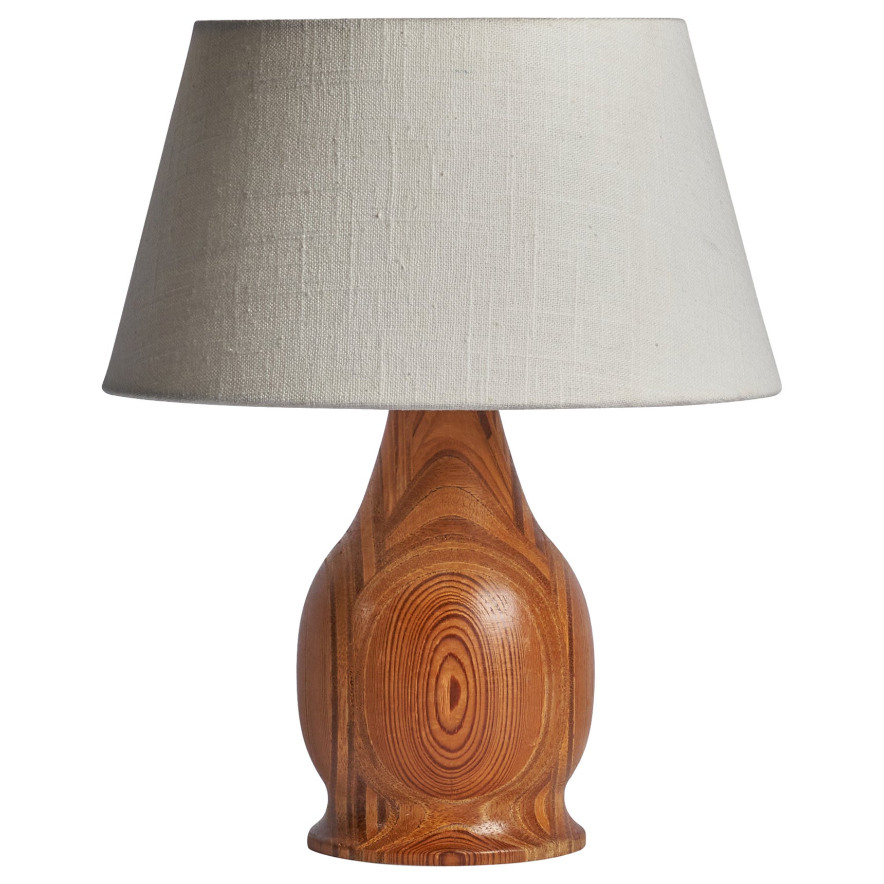 Swedish Designer, Table Lamp, Laminated Pine, Sweden, 1970s