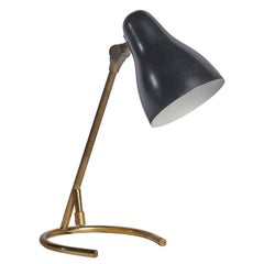 Swedish Designer, Table Lamp, Brass, Metal, Sweden, 1950s