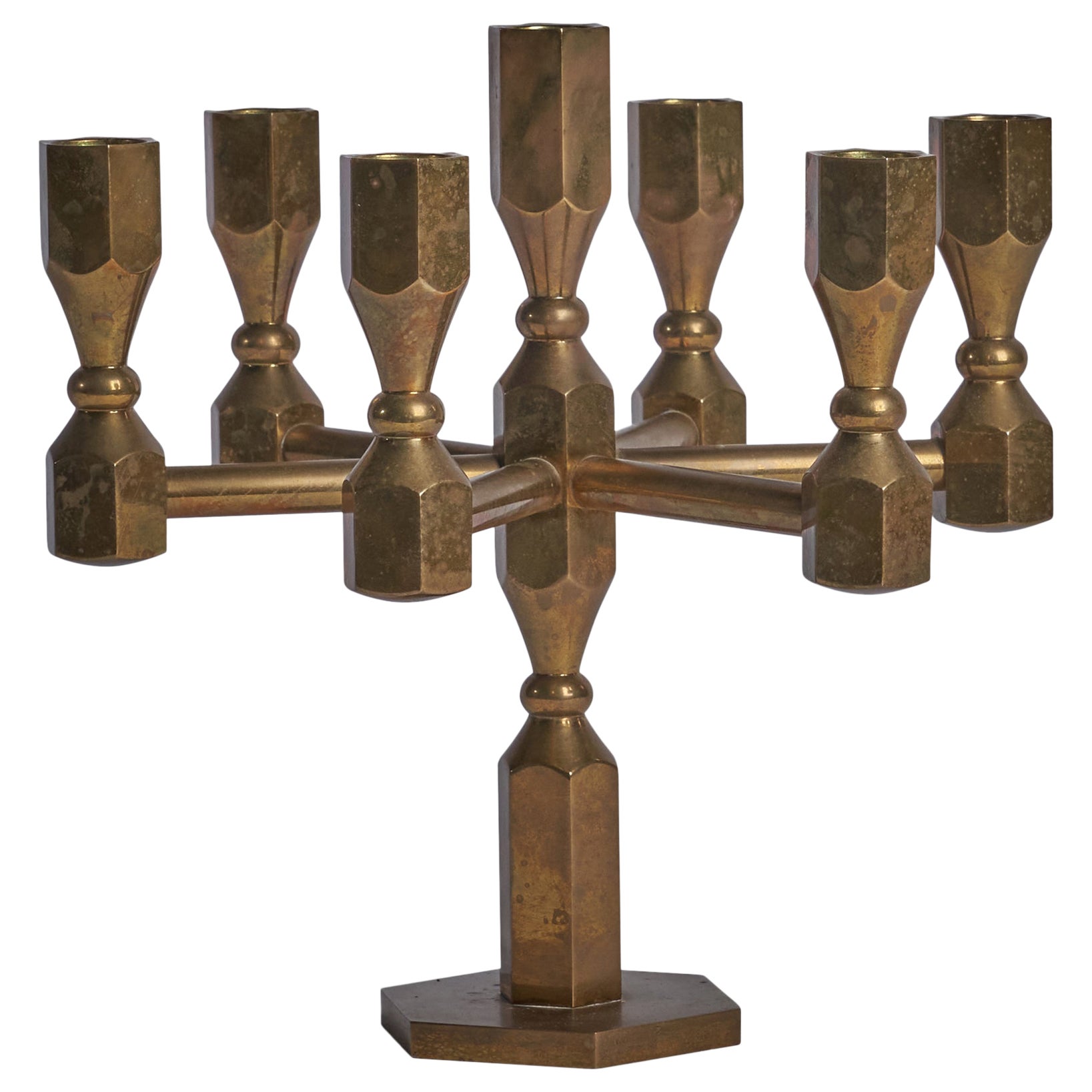 Gusum Metallslöjden, Candelabra, Brass, Sweden, 1970s For Sale