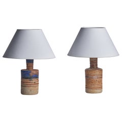 Vintage Tue Poulsen, Table Lamps, Stoneware, Sweden, 1960s